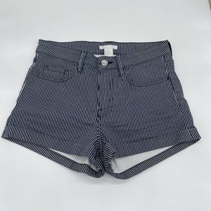 H & M Shorts Navy and White Striped Cuffed Size 2